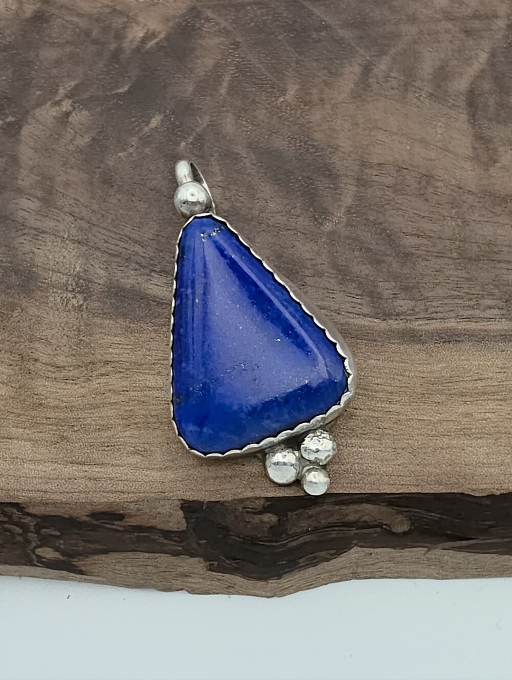 Navajo E&C Fierro 925 Sterling Silver Lapis  Pendant Slide Enhancer Native VTG